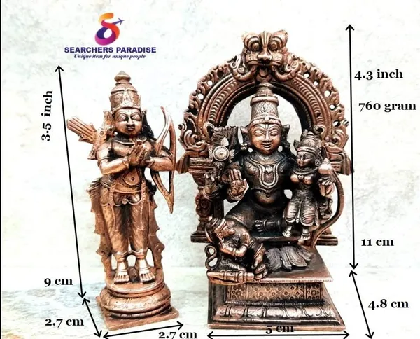 Brownish-Orange_Copper_Handmade_Ram_Darbar,_4.3_Inches,,_760Grams,_Patina_Antique_Finish,_Pack_Of_2_Piece(2_Idols)