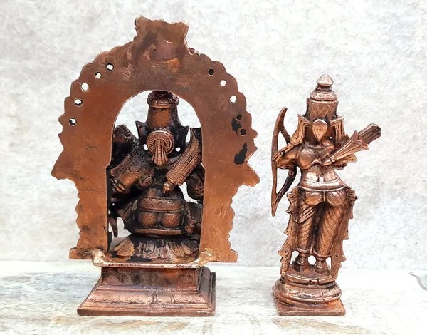 Brownish-Orange_Copper_Handmade_Ram_Darbar,_4.3_Inches,,_760Grams,_Patina_Antique_Finish,_Pack_Of_2_Piece(2_Idols)