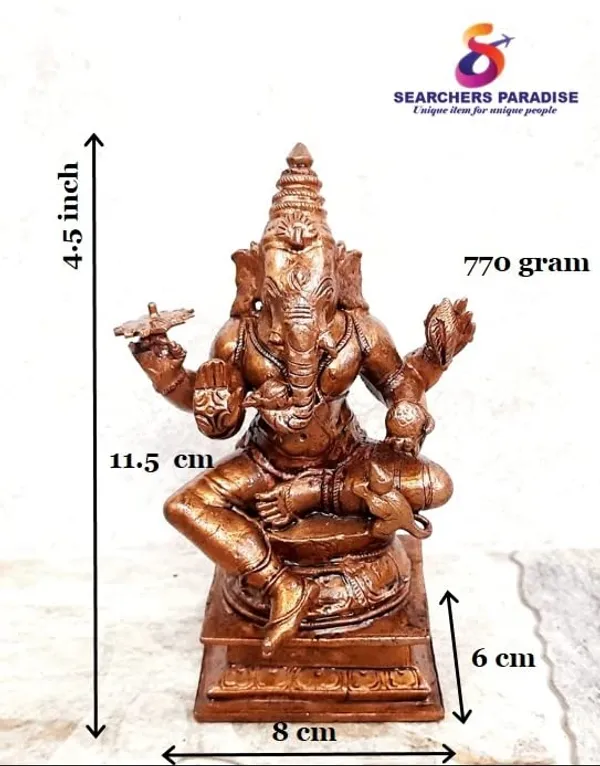 Brownish-Orange_Copper_Idols_Of_God_Ganesh_By_Searchers_Paradise,_4.5_Inch,_778_Gram,_Patina_Antique_Finish,_Pack_Of_1_Piece