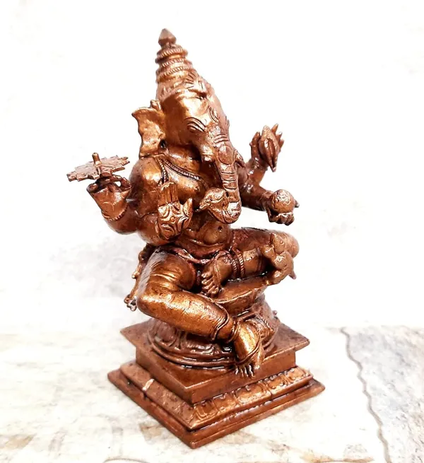 Brownish-Orange_Copper_Idols_Of_God_Ganesh_By_Searchers_Paradise,_4.5_Inch,_778_Gram,_Patina_Antique_Finish,_Pack_Of_1_Piece