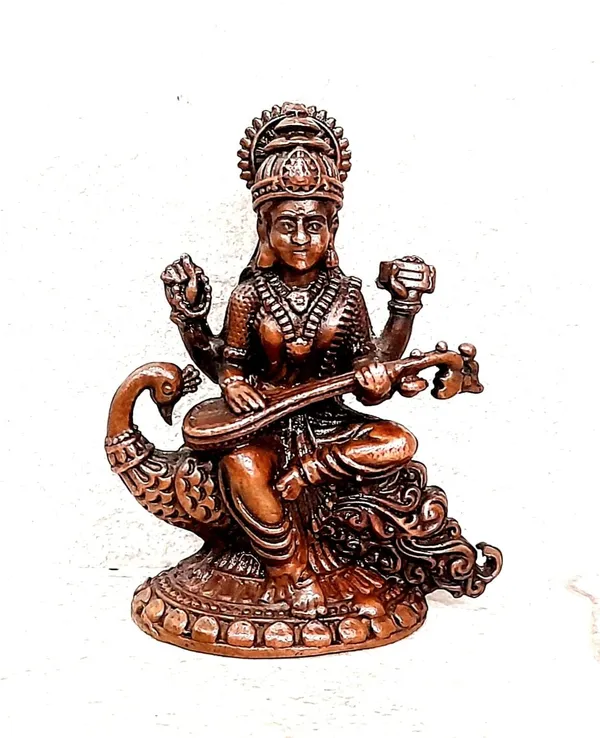 Brown_Copper_Idols_Of_God_Saraswathi,_4.1Cm,_98G_Handmade_Pack_Of_1_Piece