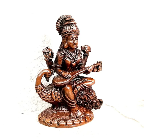 Brown_Copper_Idols_Of_God_Saraswathi,_4.1Cm,_98G_Handmade_Pack_Of_1_Piece