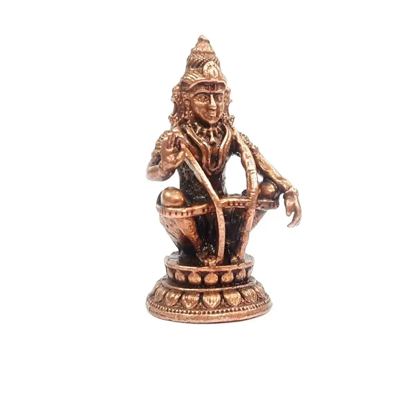 Brownish-Orange_Copper_Handmade_Sabrimala_Ayyapa,_5.5_Cm,_55G,_Patina_Antique_Finish,_Pack_Of_1_Piece