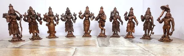 Brownish-Orange_Copper_Idols_Of_God_Dasaavatharam_By_Searchers_Paradise,_3.5_Inches,_1.1Kg,_Patina_Antique_Finish,_Pack_Of_10_Piece