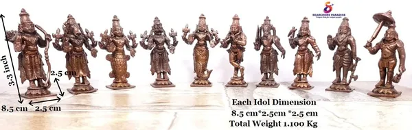 Brownish-Orange_Copper_Idols_Of_God_Dasaavatharam_By_Searchers_Paradise,_3.5_Inches,_1.1Kg,_Patina_Antique_Finish,_Pack_Of_10_Piece