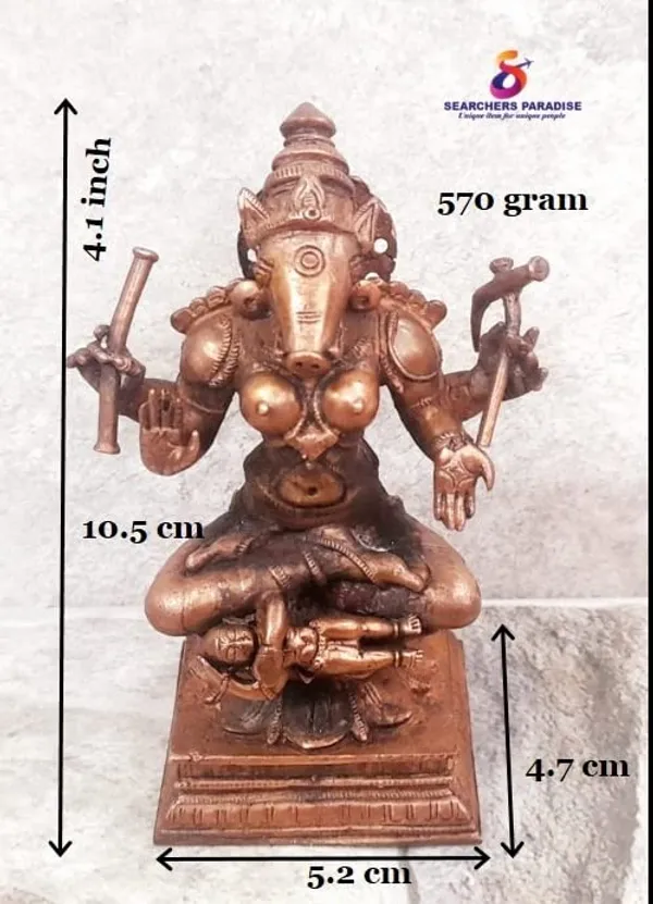 Brownish-Orange_Copper_Idols_India,_4.1_Inches,_Handmade_Goddess_Varahi,_570_Gram,_Patina_Antique_Finish,_Pack_Of_1_Piece
