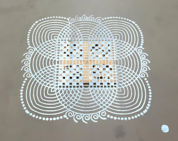 Searchers_Paradise_Padi_Kolam_Model_2_Rangoli_Stencil_Wooden_10x10_Inches_Pack_of_1_Piece