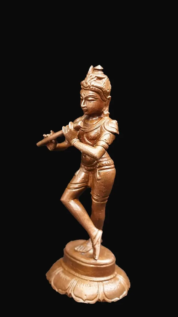 Brownish-Orange_Copper_Idols_Of_God_Krishna,_4_Inches,_125G,_Patina_Antique_Finish,_Pack_Of_1_Piece