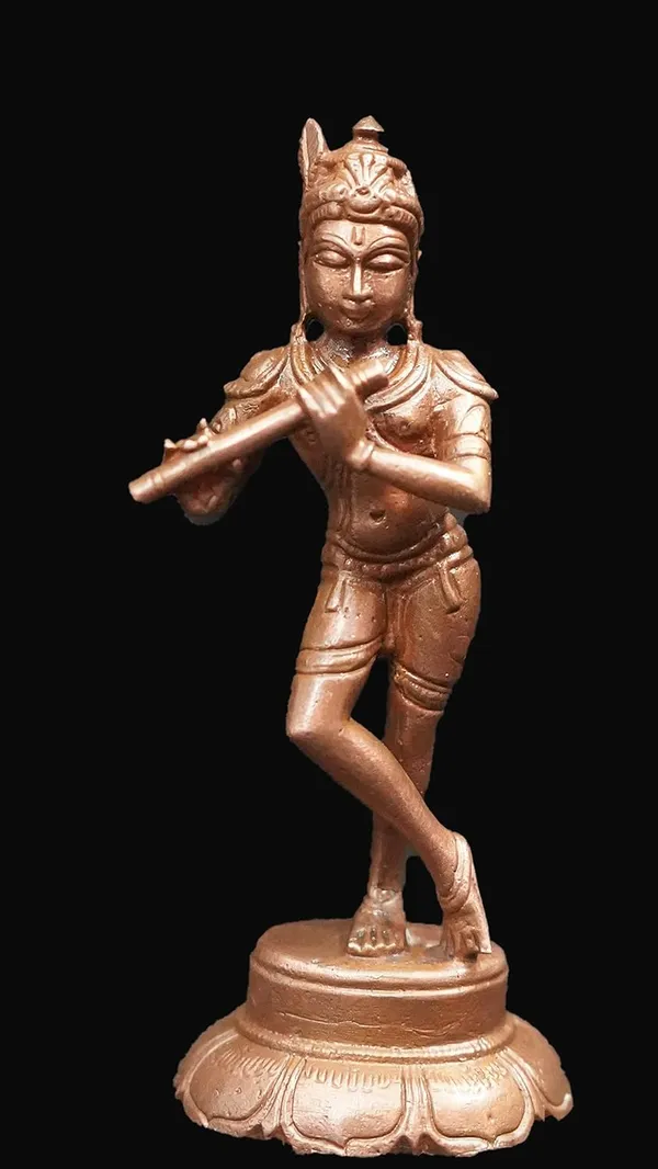 Brownish-Orange_Copper_Idols_Of_God_Krishna,_4_Inches,_125G,_Patina_Antique_Finish,_Pack_Of_1_Piece