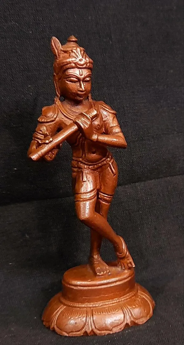 Brownish-Orange_Copper_Idols_Of_God_Krishna,_4_Inches,_125G,_Patina_Antique_Finish,_Pack_Of_1_Piece
