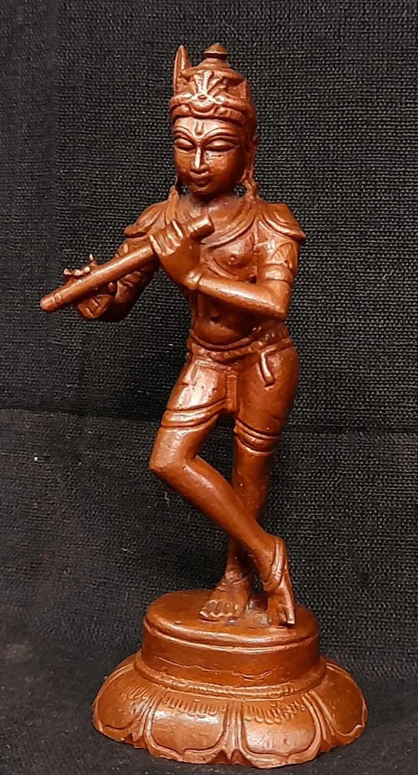 Brownish-Orange_Copper_Idols_Of_God_Krishna,_4_Inches,_125G,_Patina_Antique_Finish,_Pack_Of_1_Piece