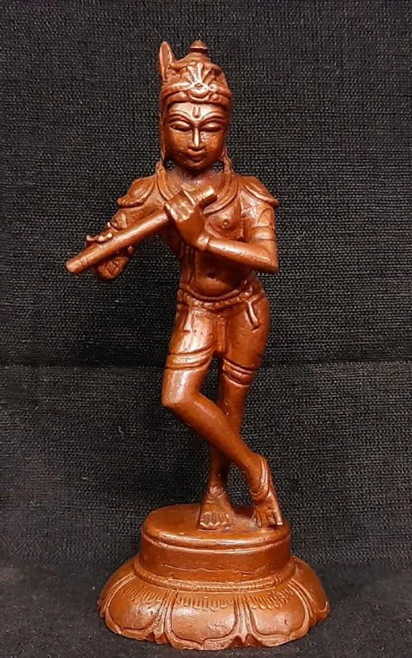 Brownish-Orange_Copper_Idols_Of_God_Krishna,_4_Inches,_125G,_Patina_Antique_Finish,_Pack_Of_1_Piece