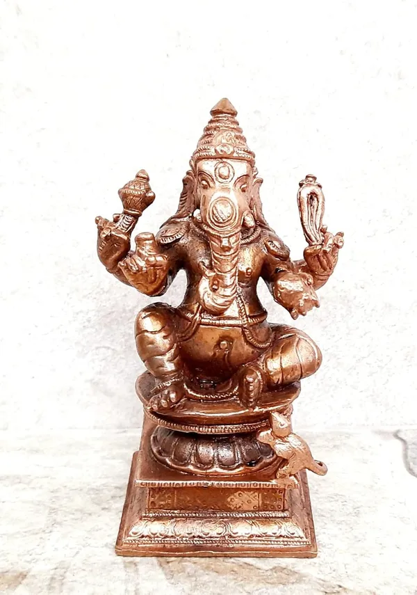 Brownish-Orange_Copper_Idols_Of_God_Ganesh,_Lakshmi_And_Saraswathi_Combo,_4_Inch_Patina_Antique_Finish,_Pack_Of_3_Piece
