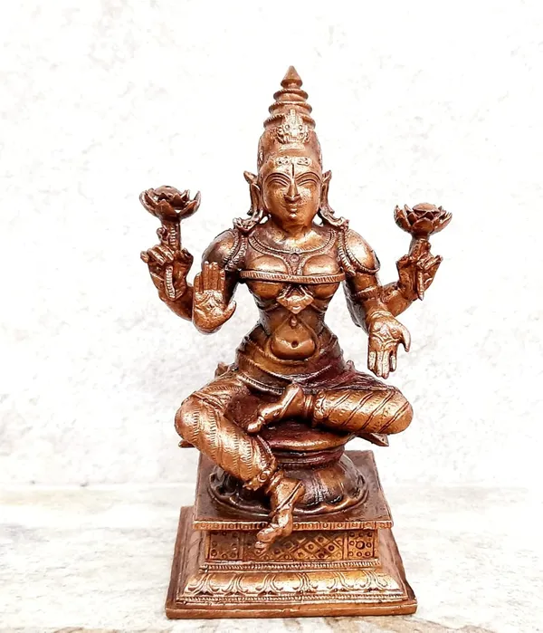 Brownish-Orange_Copper_Idols_Of_God_Ganesh,_Lakshmi_And_Saraswathi_Combo,_4_Inch_Patina_Antique_Finish,_Pack_Of_3_Piece