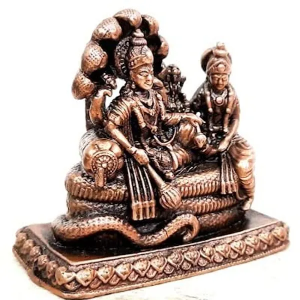 Brownish-Orange_Copper_Idols_India,_2.1_Inches,_Handmade_God_Vishnu_Along_With_Mahalakshmi_Lying_In_Adisesha,_250G,_Patina_Antique_Finish,_Pack_Of_1_Piece