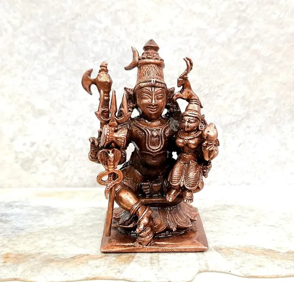 Brownish-Orange_Copper_Idolsby_Searchers_Paradise,_8_Cm,_Handmade_Shiva_And_Parvathi_288Grams,_Patina_Antique_Finish,_Pack_Of_1_Piece