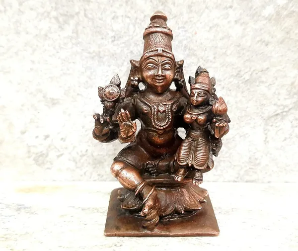Brownish-Orange_Copper_Idols,_7.7_Cm,_Handmade_Lakshmi_Narayana_273G,_Patina_Antique_Finish,_Pack_Of_1_Piece