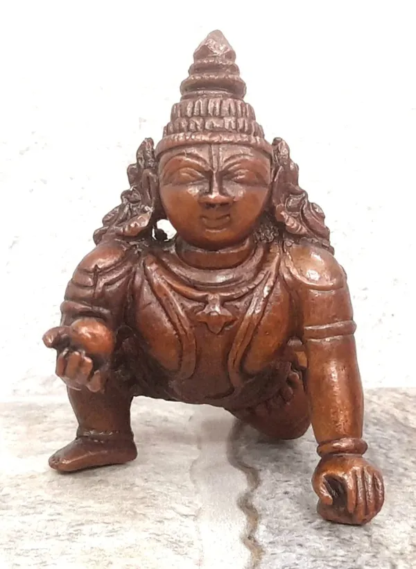 Brownish-Orange_Copper_Idols_Indiaby,_2.1_Inches,_Handmade_Bala_Krishna_135G,_Patina_Antique_Finish,_Pack_Of_1_Piece