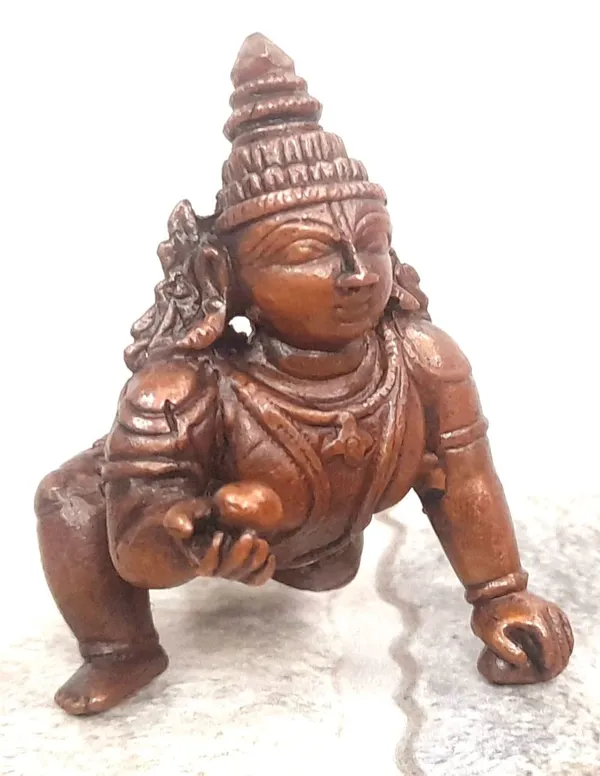 Brownish-Orange_Copper_Idols_Indiaby,_2.1_Inches,_Handmade_Bala_Krishna_135G,_Patina_Antique_Finish,_Pack_Of_1_Piece