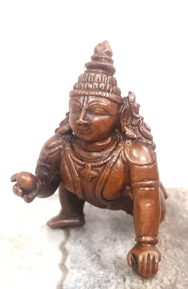 Brownish-Orange_Copper_Idols_Indiaby,_2.1_Inches,_Handmade_Bala_Krishna_135G,_Patina_Antique_Finish,_Pack_Of_1_Piece