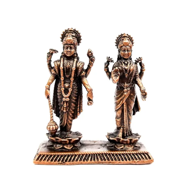 Brownish-Orange_Copper_Idols_India,_1.9_Inches,_Handmade_Vishnu_Lakshmiidol_With,_105G,_Patina_Antique_Finish,_Pack_Of_1_Piece