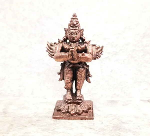 Brownish-Orange_Copper_Idols,_7_Cm,_Handmade_Standing_Garudar_95_Gram,_Patina_Antique_Finish,_Pack_Of_1_Piece