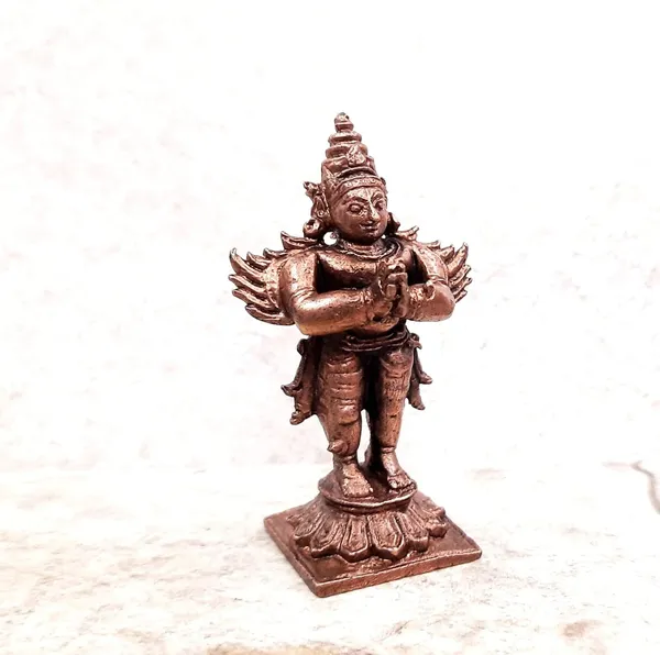 Brownish-Orange_Copper_Idols,_7_Cm,_Handmade_Standing_Garudar_95_Gram,_Patina_Antique_Finish,_Pack_Of_1_Piece