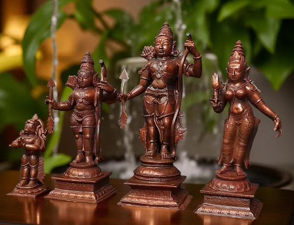 Brownish-Orange_Copper_Idols_Of_God_Ram_Darbar,_6_Inch,_1.6_Kg,_Patina_Antique_Finish,_Pack_Of_4_Piece