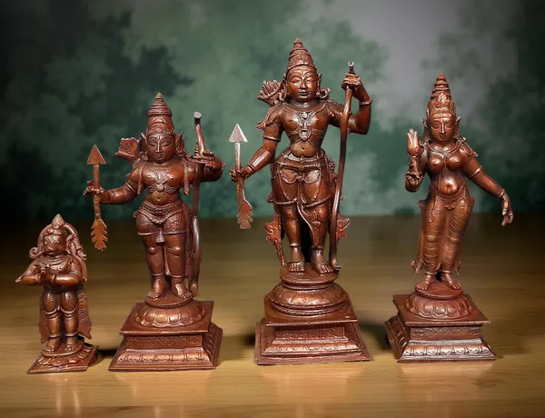 Brownish-Orange_Copper_Idols_Of_God_Ram_Darbar,_6_Inch,_1.6_Kg,_Patina_Antique_Finish,_Pack_Of_4_Piece