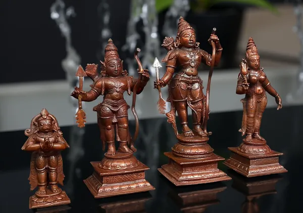 Brownish-Orange_Copper_Idols_Of_God_Ram_Darbar,_6_Inch,_1.6_Kg,_Patina_Antique_Finish,_Pack_Of_4_Piece