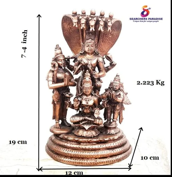 Brownish-Orange_Copper_Idols,_19_Cm,_Handmade_Sitting_Lakshmi_Narayana_With_Mahalakshmi,_Adhiseha,_Garuda,_Naradha_2.223_Kg,_Patina_Antique_Finish,_Pack_Of_1_Piece