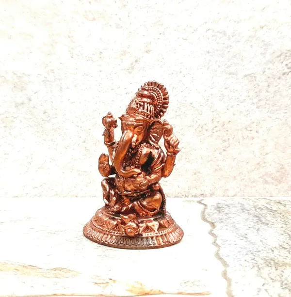 Brownish-Orange_Copper_Idols,_4.8_Cm,_Handmade_Little_Ganesh_70Grams,_Patina_Antique_Finish,_Pack_Of_1_Piece