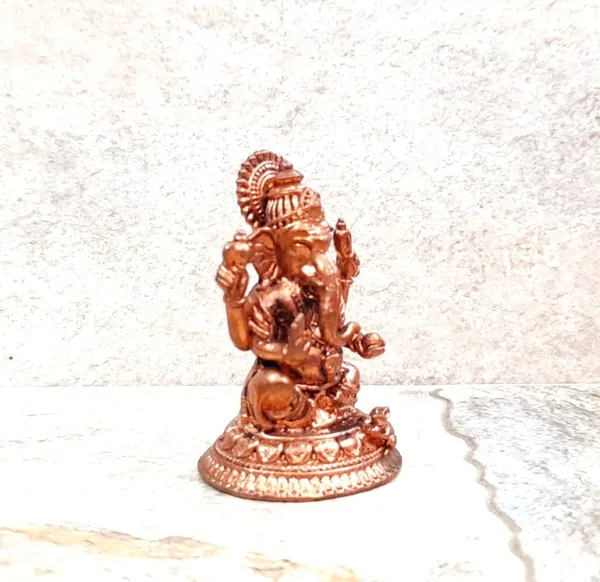 Brownish-Orange_Copper_Idols,_4.8_Cm,_Handmade_Little_Ganesh_70Grams,_Patina_Antique_Finish,_Pack_Of_1_Piece