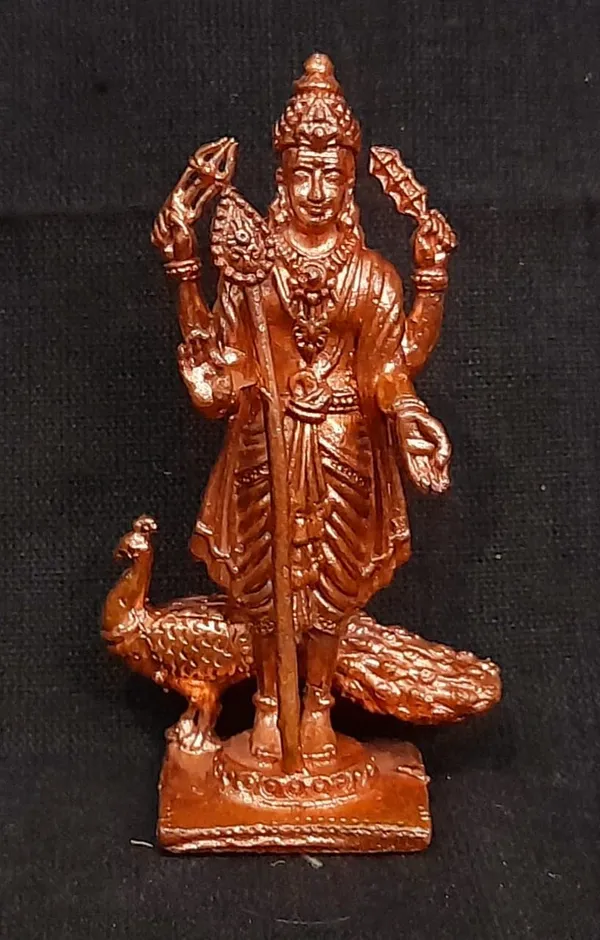 Brownish-Orange_Copper_Idols_India,_Handmade_Murugar_2.6_Inches,_80G,_Pack_Of_1_Piece