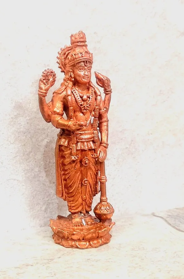 Brown_Copper_Idols_Of_God_Guruvayurappan,_Height_9.5_Cm,_147_Gram,_Handmade,_Pack_Of_1_Piece