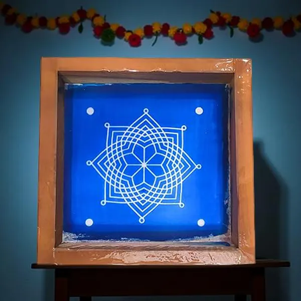Searchers_Paradise_Hrudaya_Kamala_Kolam_Rangoli_Stencil_Wooden,_(5x5_Inches)_Pack_of_1_Piece