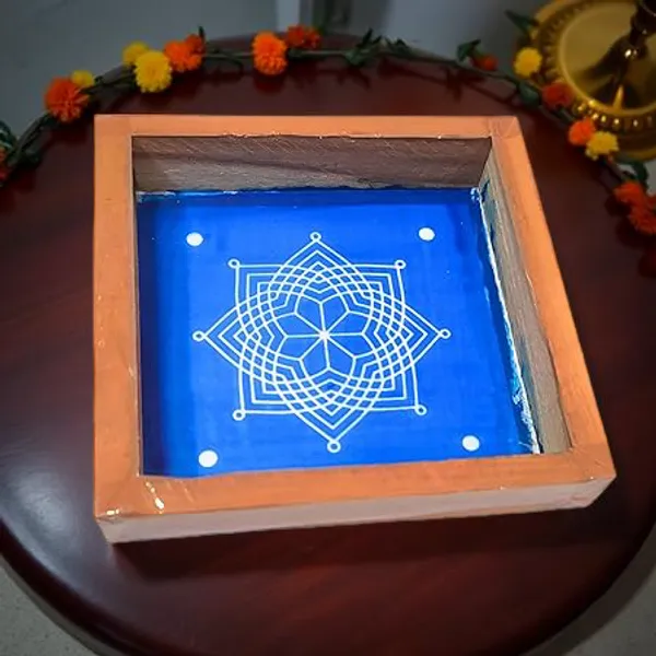 Searchers_Paradise_Hrudaya_Kamala_Kolam_Rangoli_Stencil_Wooden,_(5x5_Inches)_Pack_of_1_Piece