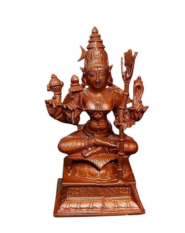 Brownish-Orange_Copper_God_Idols_Raja_Rajeshwari,_4_Inches_415_Gram,_Patina_Antique_Finish,_Pack_Of_1_Piece