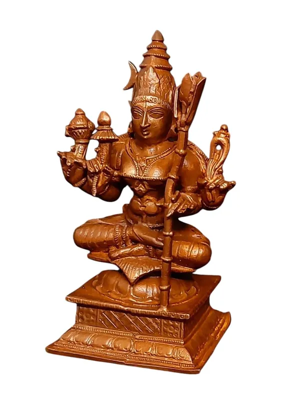 Brownish-Orange_Copper_God_Idols_Raja_Rajeshwari,_4_Inches_415_Gram,_Patina_Antique_Finish,_Pack_Of_1_Piece