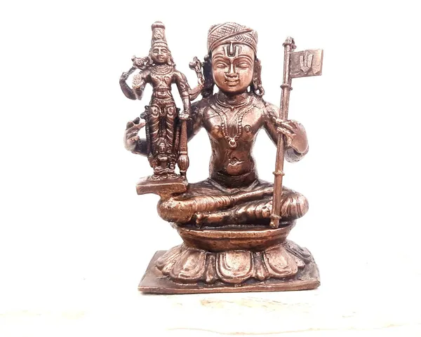 Brownish-Orange_Copper_Idols,_8.5_Cm,_Handmade_Manavala_Mahamuni_Holding_Vishnu_395_G,_Patina_Antique_Finish,_Pack_Of_1_Piece