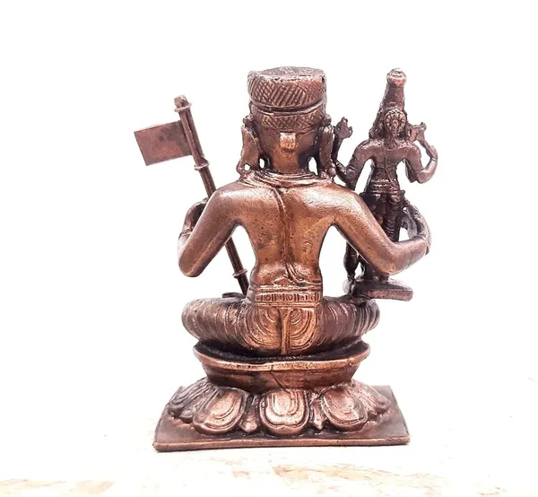 Brownish-Orange_Copper_Idols,_8.5_Cm,_Handmade_Manavala_Mahamuni_Holding_Vishnu_395_G,_Patina_Antique_Finish,_Pack_Of_1_Piece