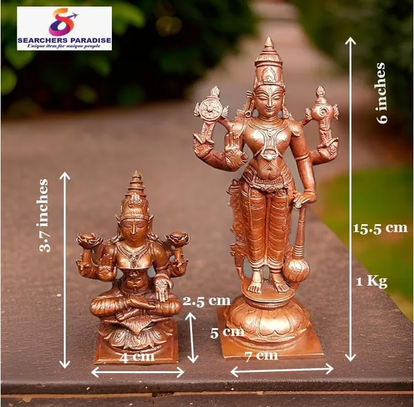 Brown_Copper_Idols_Of_God_Srinivasa_Perumal_With_Mahalakshmi,_6_Inches,_1_Kg,_Patina_Antique_Finish,_Pack_Of_2_Piece