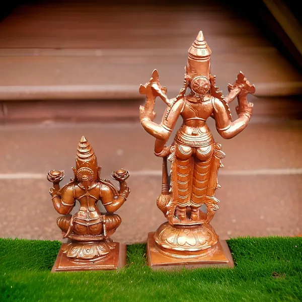 Brown_Copper_Idols_Of_God_Srinivasa_Perumal_With_Mahalakshmi,_6_Inches,_1_Kg,_Patina_Antique_Finish,_Pack_Of_2_Piece