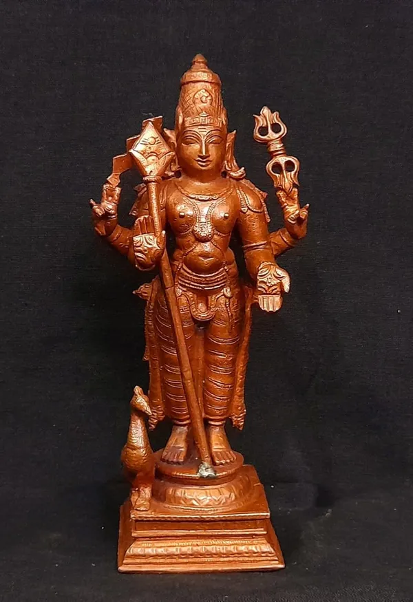 Brownish-Orange_Copper_Idols_Of_God_Murugar_By_Searchers_Paradise,_6.2_Inches,_780G,_Patina_Antique_Finish,_Pack_Of_1_Piece