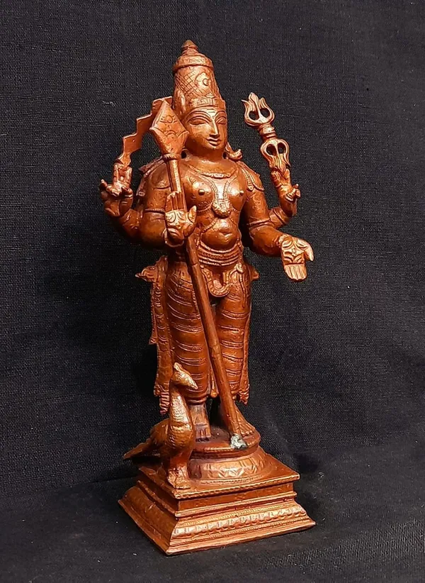 Brownish-Orange_Copper_Idols_Of_God_Murugar_By_Searchers_Paradise,_6.2_Inches,_780G,_Patina_Antique_Finish,_Pack_Of_1_Piece