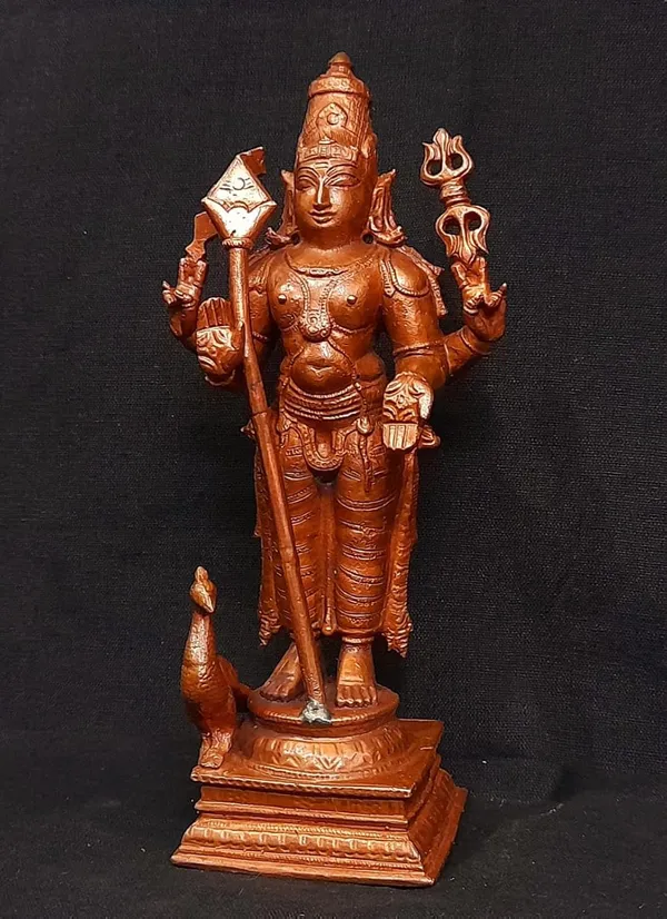 Brownish-Orange_Copper_Idols_Of_God_Murugar_By_Searchers_Paradise,_6.2_Inches,_780G,_Patina_Antique_Finish,_Pack_Of_1_Piece