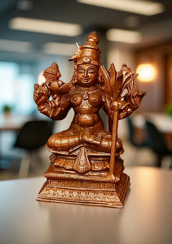 Brown_Copper_God_Idols_Raja_Rajeshwari,_3.3_Inches_280_Gram,_Patina_Antique_Finish,_Pack_Of_1_Piece