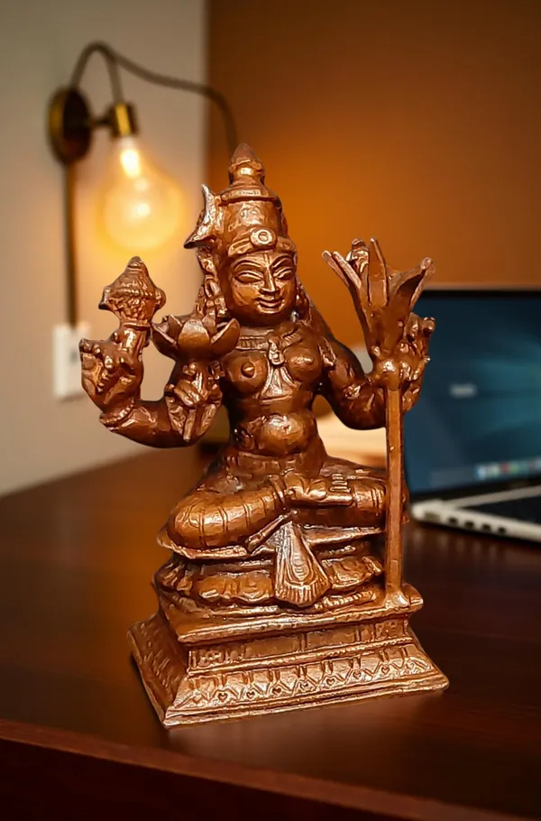 Brown_Copper_God_Idols_Raja_Rajeshwari,_3.3_Inches_280_Gram,_Patina_Antique_Finish,_Pack_Of_1_Piece