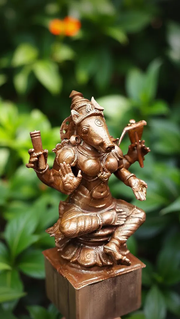 Brownish-Orange_Copper_Idols_India,_4.1_Inches,_Handmade_Goddess_Varahi,_570_Gram,_Patina_Antique_Finish,_Pack_Of_1_Piece