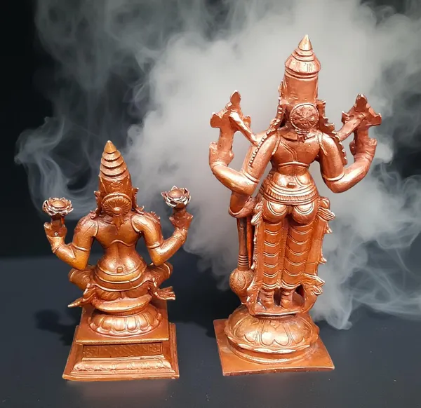 Brown_Copper_Idols_Of_God_Srinivasa_Perumal_With_Mahalakshmi,_6_Inches,_1.1_Kg,_Patina_Antique_Finish,_Pack_Of_2_Piece